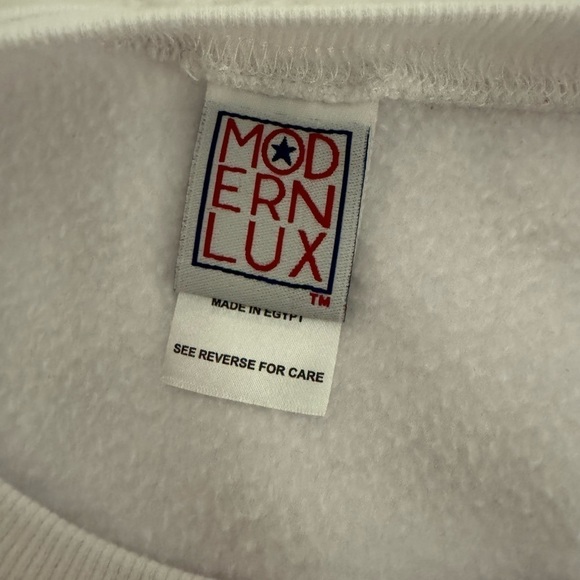 Modern Lux USA Patriotic Color Block Red White & Blue Crewneck Sweatshirt Sz L - Picture 4 of 9